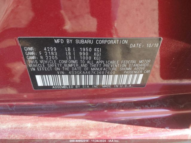 4S3GKAA67K3607600 Subaru Impreza 2.0i