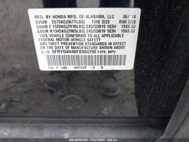 5FRYD4H40FB004290 Acura Mdx Technology Package