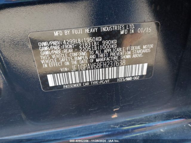 JF1GPAV68FH237638 Subaru Impreza 2.0i Sport Limited