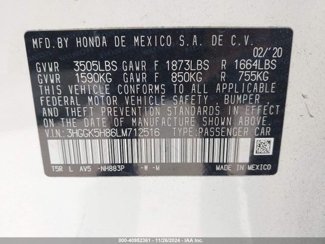 Honda FIT EX 2020 3HGGK5H86LM712516 Image 9