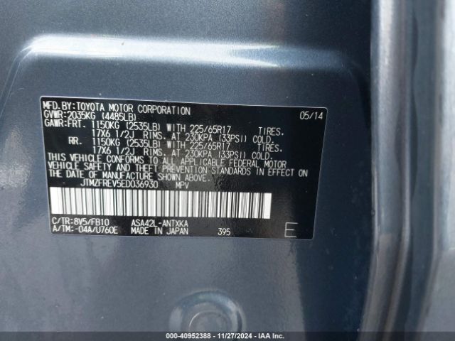 JTMZFREV5ED036930 Toyota RAV4 LE
