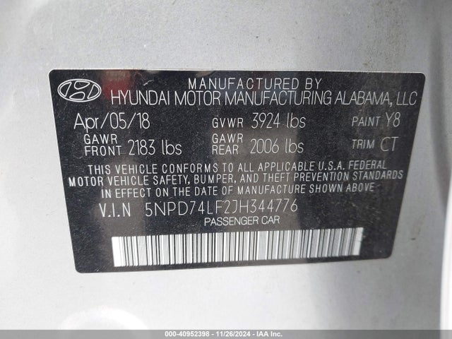 Hyundai ELANTRA SE 2018 5NPD74LF2JH344776 Image 9