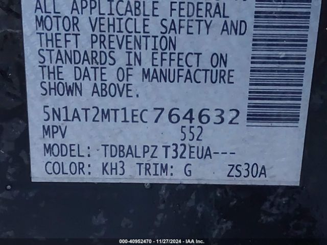 5N1AT2MT1EC764632 Nissan ROGUE S