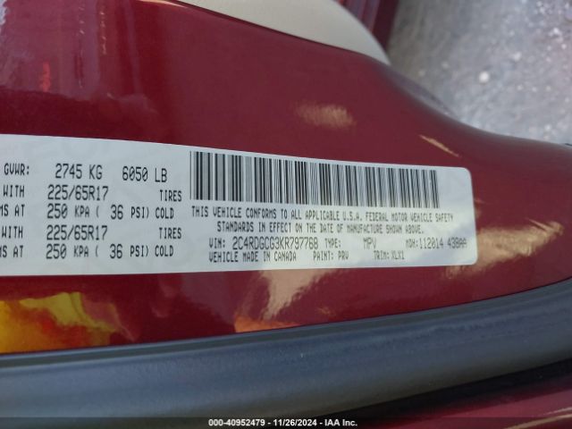2C4RDGCG3KR797768 Dodge Grand Caravan Sxt