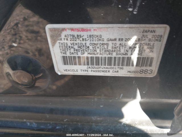 2010 MITSUBISHI LANCER JA32U2FUXAU001796 Photo 8
