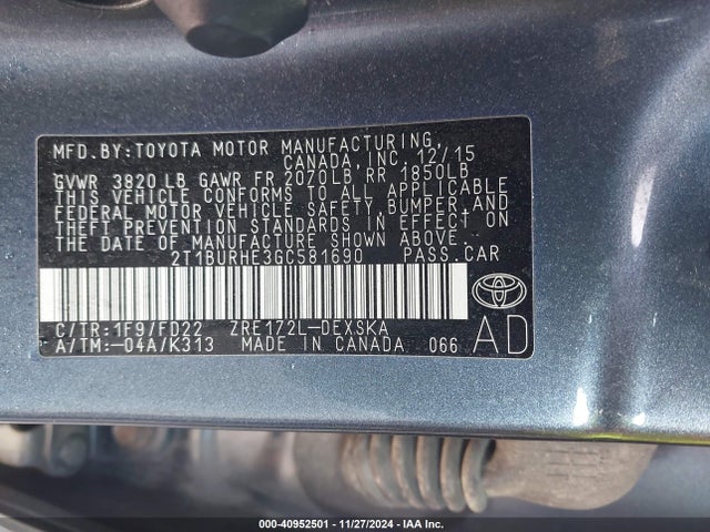Toyota Corolla S Plus 2016 2T1BURHE3GC581690 Image 9