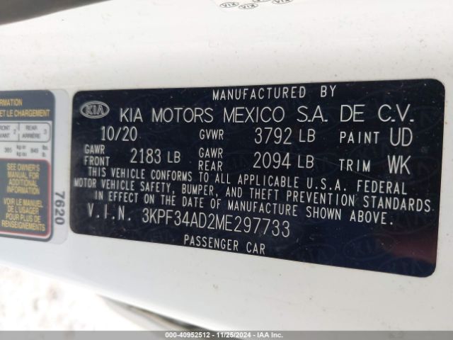 3KPF34AD2ME297733 KIA Forte Gt-line