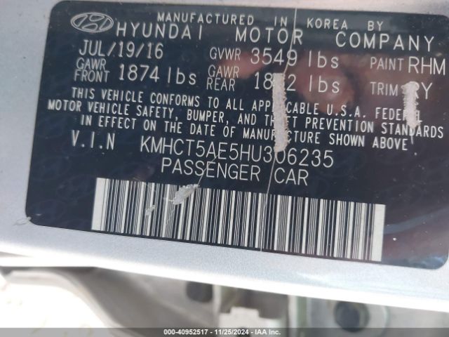 KMHCT5AE5HU306235 Hyundai ACCENT SE