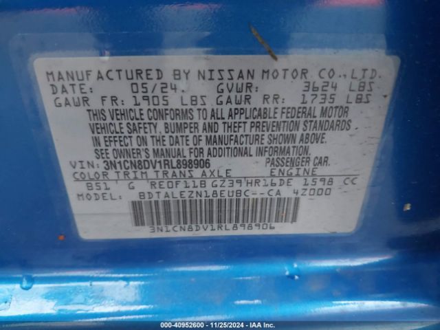 3N1CN8DV1RL898906 Nissan Versa 1.6 S