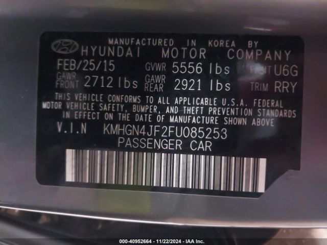 KMHGN4JF2FU085253 Hyundai Genesis 5.0
