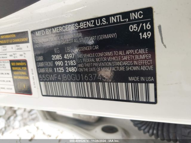 55SWF4JB0GU163743 Mercedes-Benz C-class C 300/luxury/sport