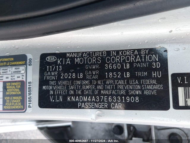 KIA RIO LX 2014 KNADM4A37E6331908 Image 9