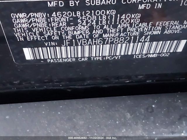 JF1VBAH67P8821144 Subaru Wrx Premium