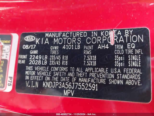 KIA SOUL + 2018 KNDJP3A56J7552591 Image 9