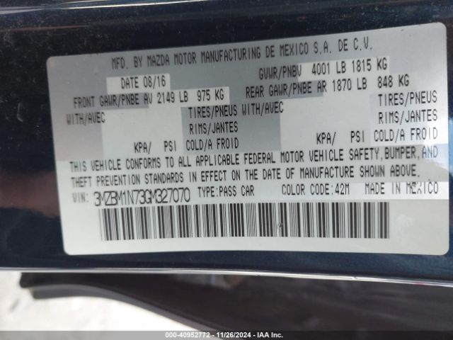 3MZBM1N73GM327070 Mazda Mazda3 I Grand Touring