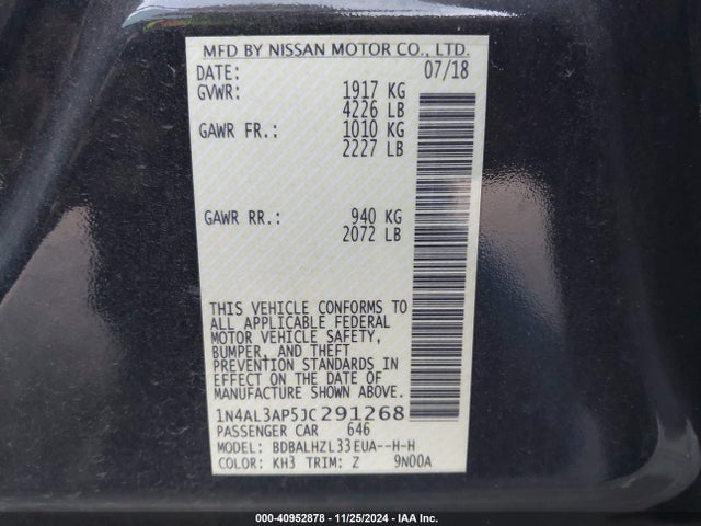 Nissan Altima 2.5 Sr 2018 1N4AL3AP5JC291268 Image 9