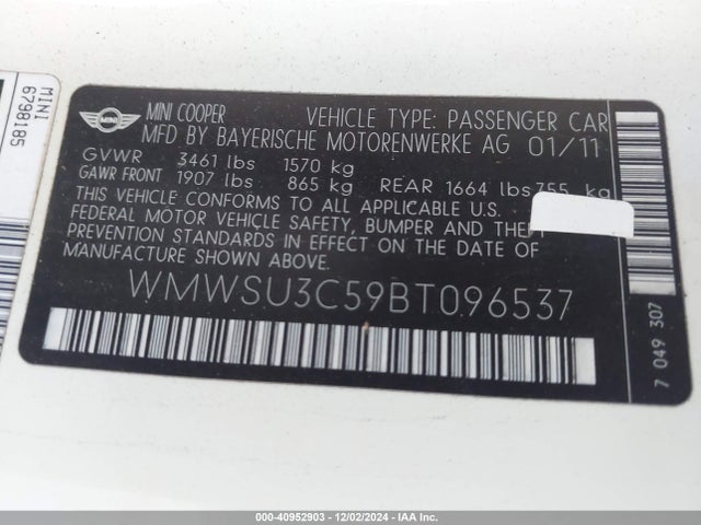 2011 MINI COOPER WMWSU3C59BT096537 Photo 8