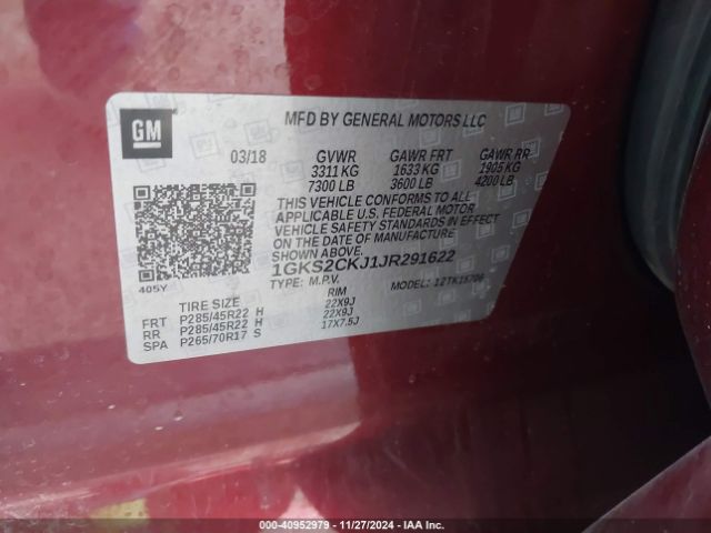 1GKS2CKJ1JR291622 GMC YUKON DENALI