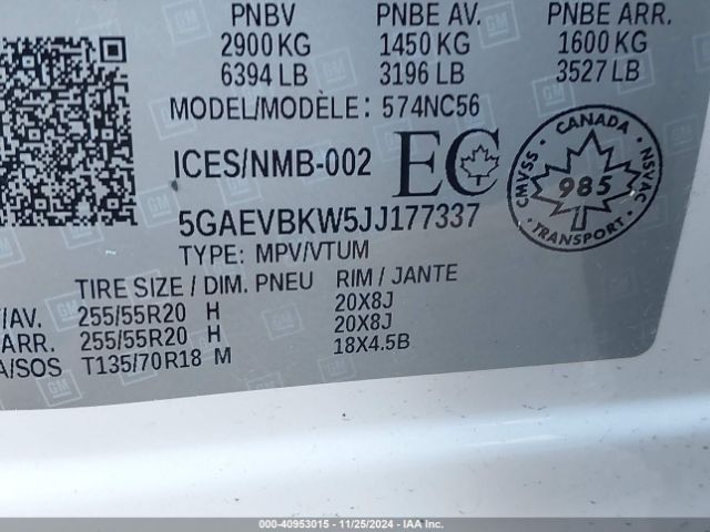 5GAEVBKW5JJ177337 Buick Enclave Premium