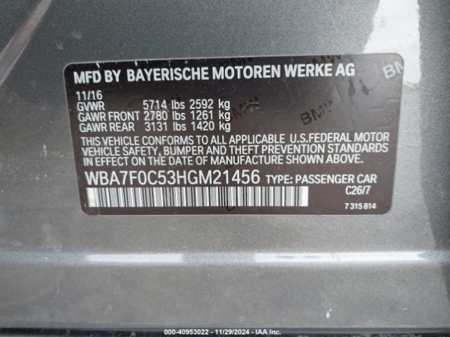 WBA7F0C53HGM21456 BMW 750i