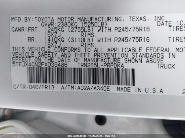 5TFJX4GN2FX039486 Toyota Tacoma Prerunner