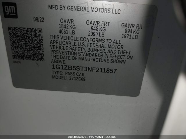 1G1ZB5ST3NF211857 Chevrolet Malibu Fwd Ls