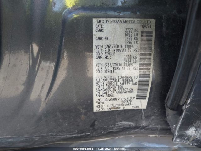 1N6ED0EA5MN713557 Nissan Frontier Sv 4x2