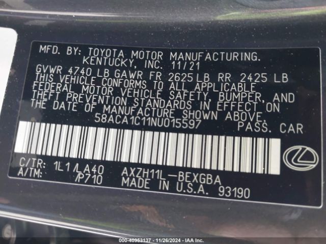 58ACA1C11NU015597 Lexus ES 300H