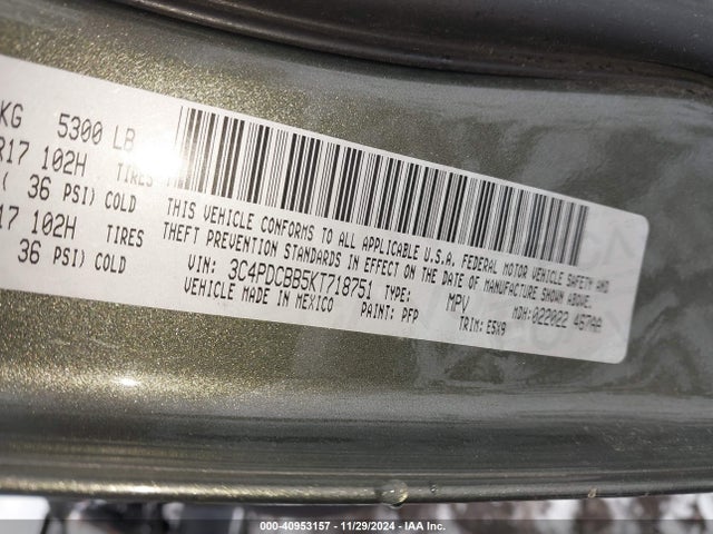 Dodge JOURNEY SE 2019 3C4PDCBB5KT718751 Image 9