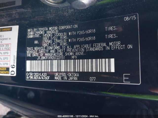 JTJBM7FX9G5122151 Lexus GX 460