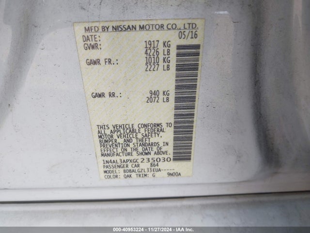 1N4AL3APXGC235030 Nissan 2016