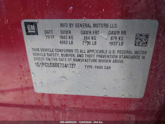 1G1PC5SB0E7241727 Chevrolet Cruze 1lt Auto
