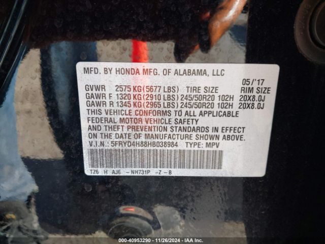 5FRYD4H88HB038984 Acura Mdx Advance Package