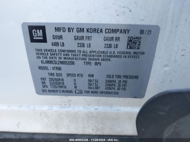 KL4MMCSL2NB053206 Buick Encore Gx Awd Preferred