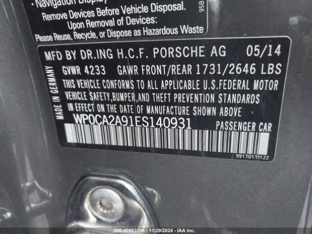 WP0CA2A91ES140931 Porsche 911 Carrera 4