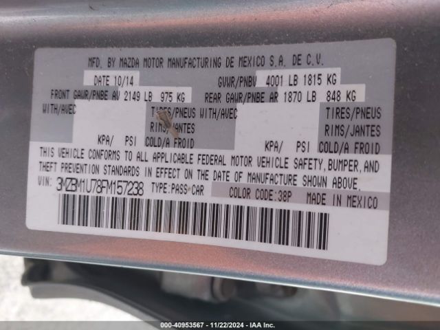 3MZBM1U78FM157238 Mazda Mazda3 I Sport