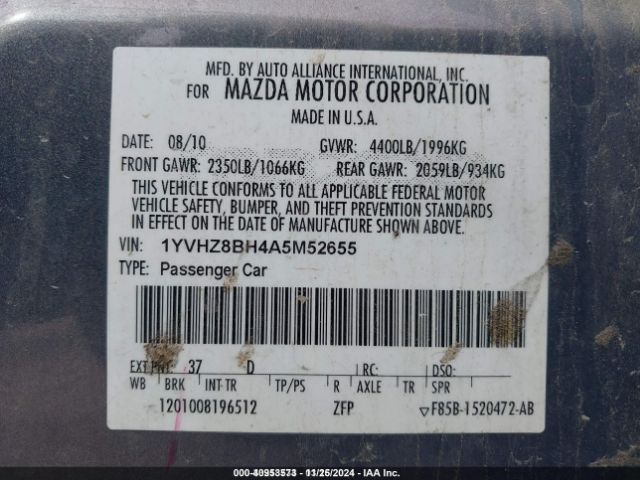 2010 MAZDA MAZDA6 1YVHZ8BH4A5M52655 Photo 8