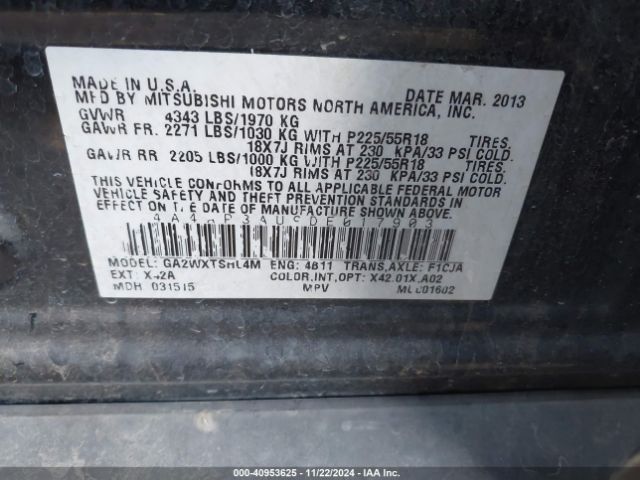 2013 MITSUBISHI OUTLANDER SPORT 4A4AP3AU9DE017903 Photo 8