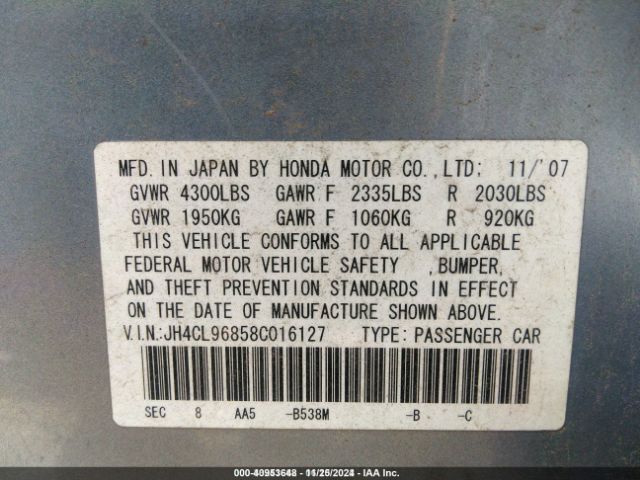 2008 ACURA TSX JH4CL96858C016127 Photo 8