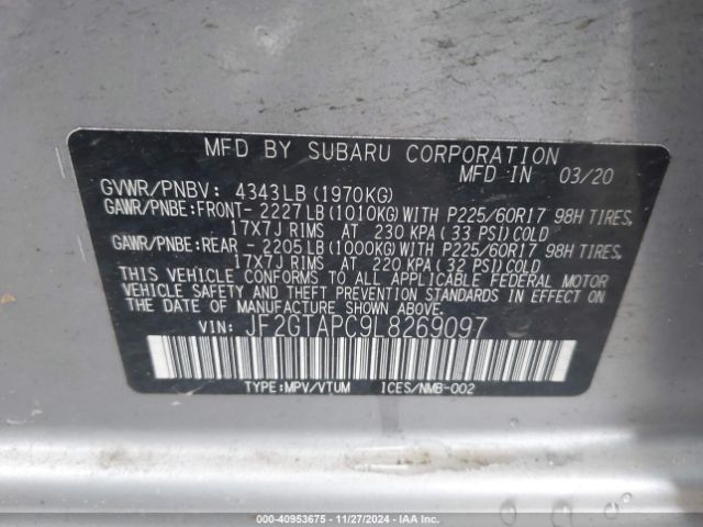 JF2GTAPC9L8269097 Subaru Crosstrek Premium