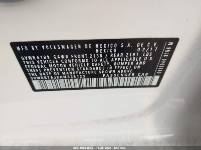 3VWDB7AJXHM335123 Volkswagen Jetta 1.4t Se
