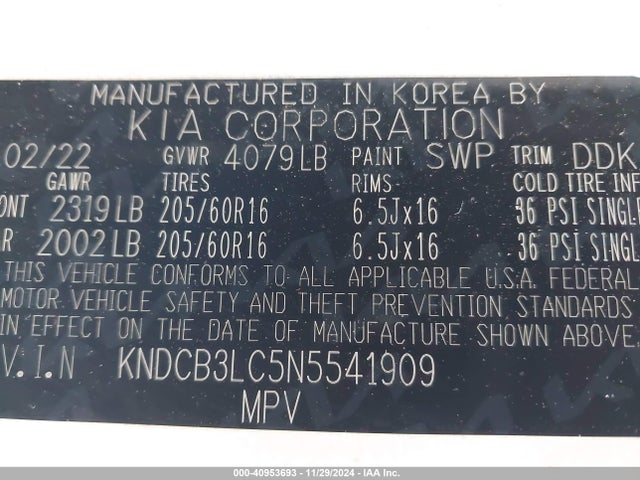 KIA NIRO LX 2022 KNDCB3LC5N5541909 Image 9