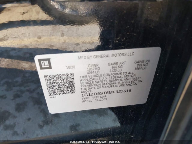 Chevrolet Malibu Fwd Lt 2021 1G1ZD5ST6MF027618 Image 9
