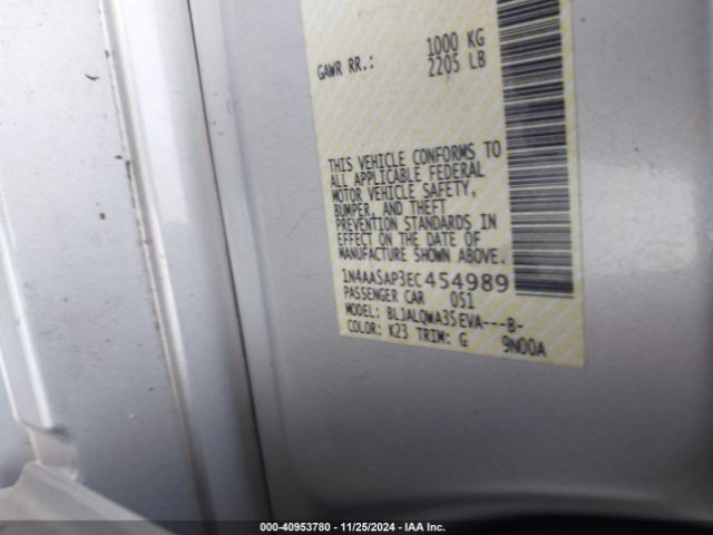 1N4AA5AP3EC454989 Nissan Maxima 3.5 S/3.5 Sv
