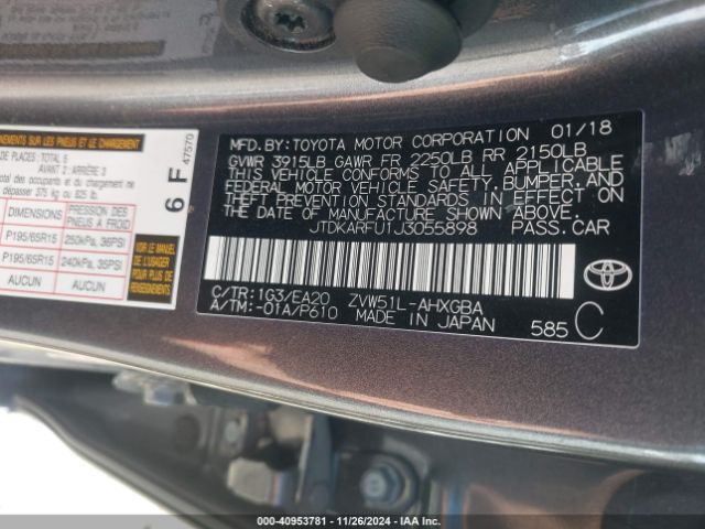 JTDKARFU1J3055898 Toyota Prius