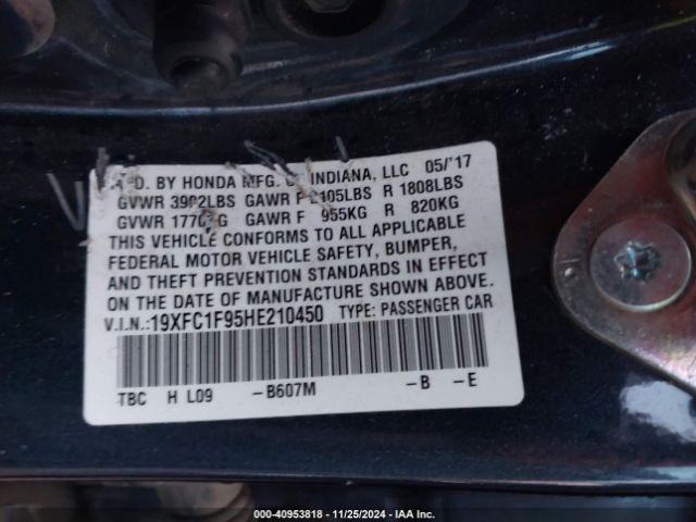 19XFC1F95HE210450 Honda Civic Touring