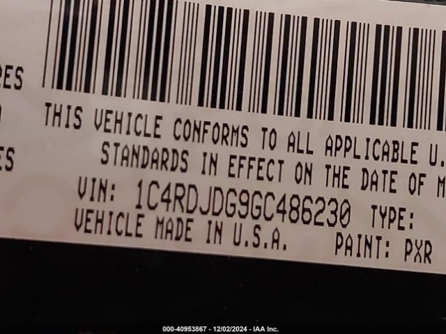 1C4RDJDG9GC486230 Dodge DURANGO LIMITED