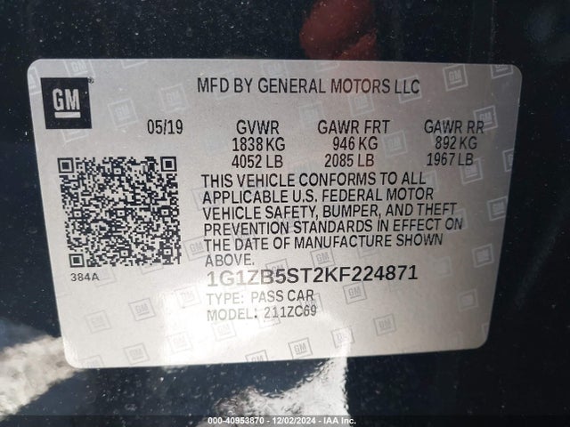 Chevrolet Malibu 1ls 2019 1G1ZB5ST2KF224871 Image 9