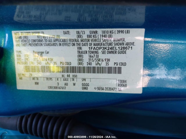 Ford FOCUS SE 2014 1FADP3K24EL128671 Image 9