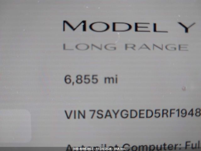 7SAYGDED5RF194821 Tesla Model Y